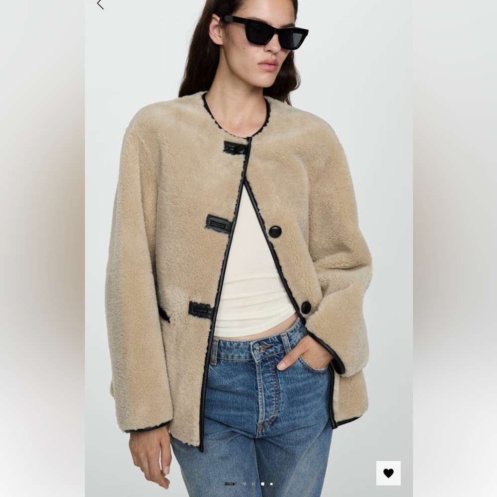 NWT Mango Faux fur coat with appliqués